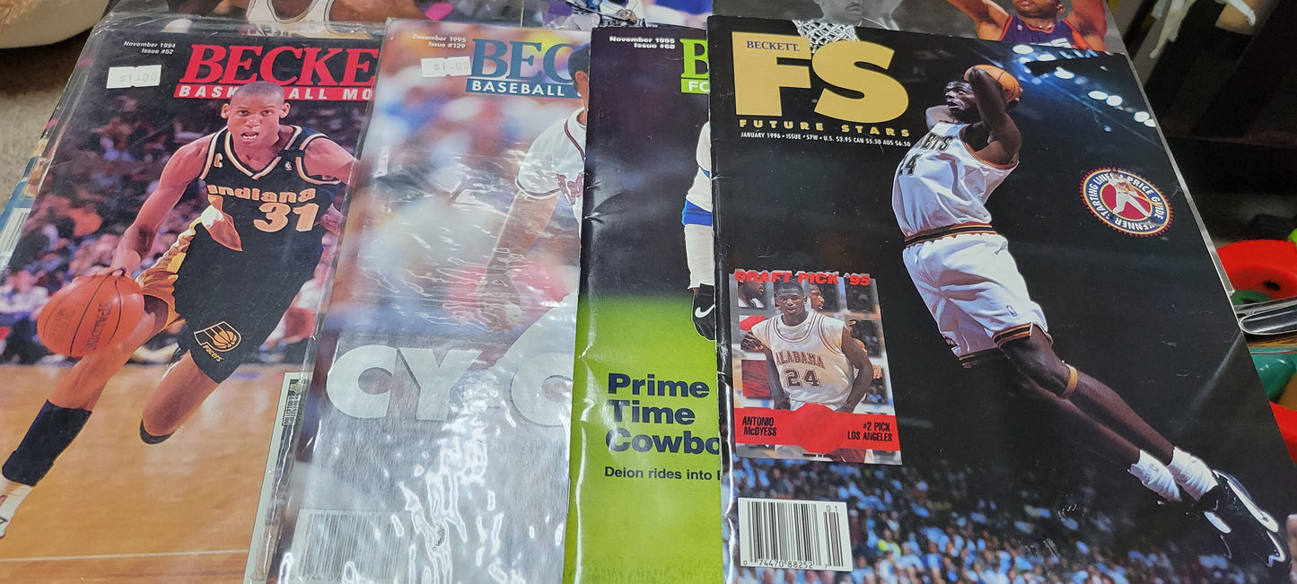 1990's Beckett Sports Magazines Mlb NBA Lot Of 7 + Awesome Mint Condition Poster Insert WAYNE GRETZKY!