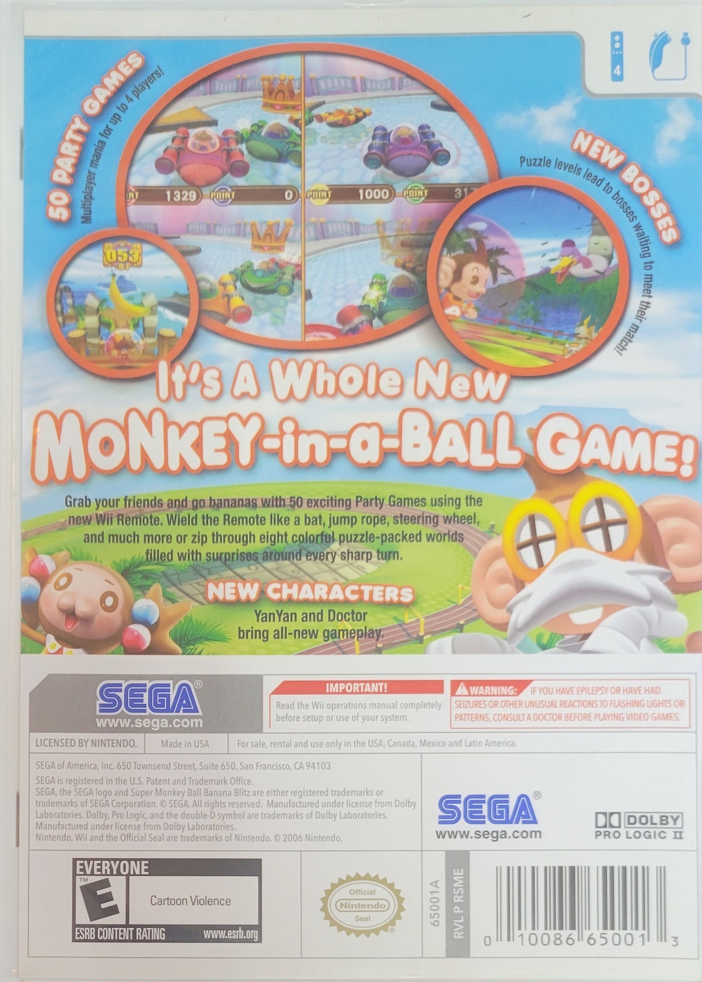 Super Monkey Ball: Banana Blitz – Nintendo Wii CIB – RE-SEALED + Like New