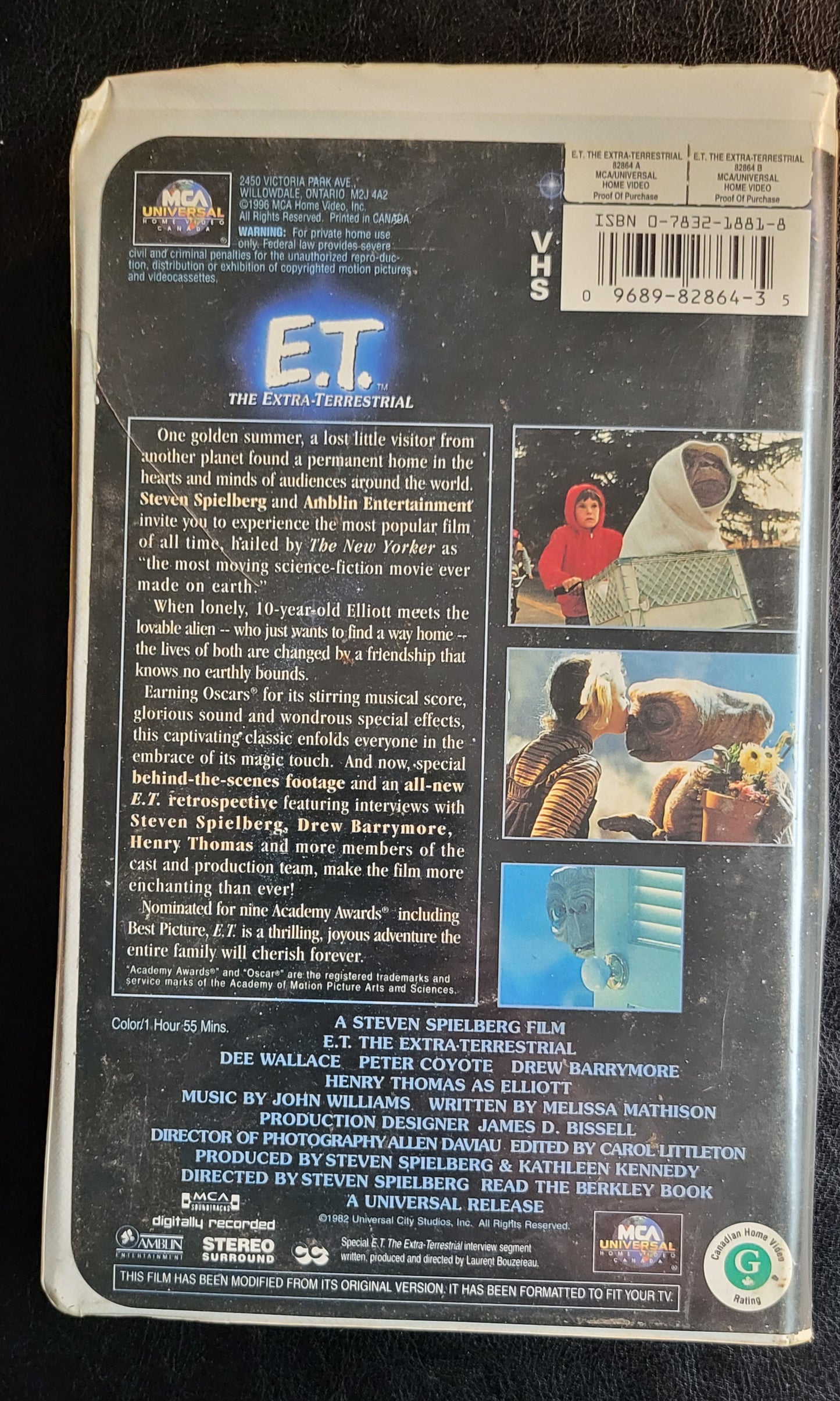 E.T. The Extra Terrestrial 1990's VHS Pre - Owned Tape + Box