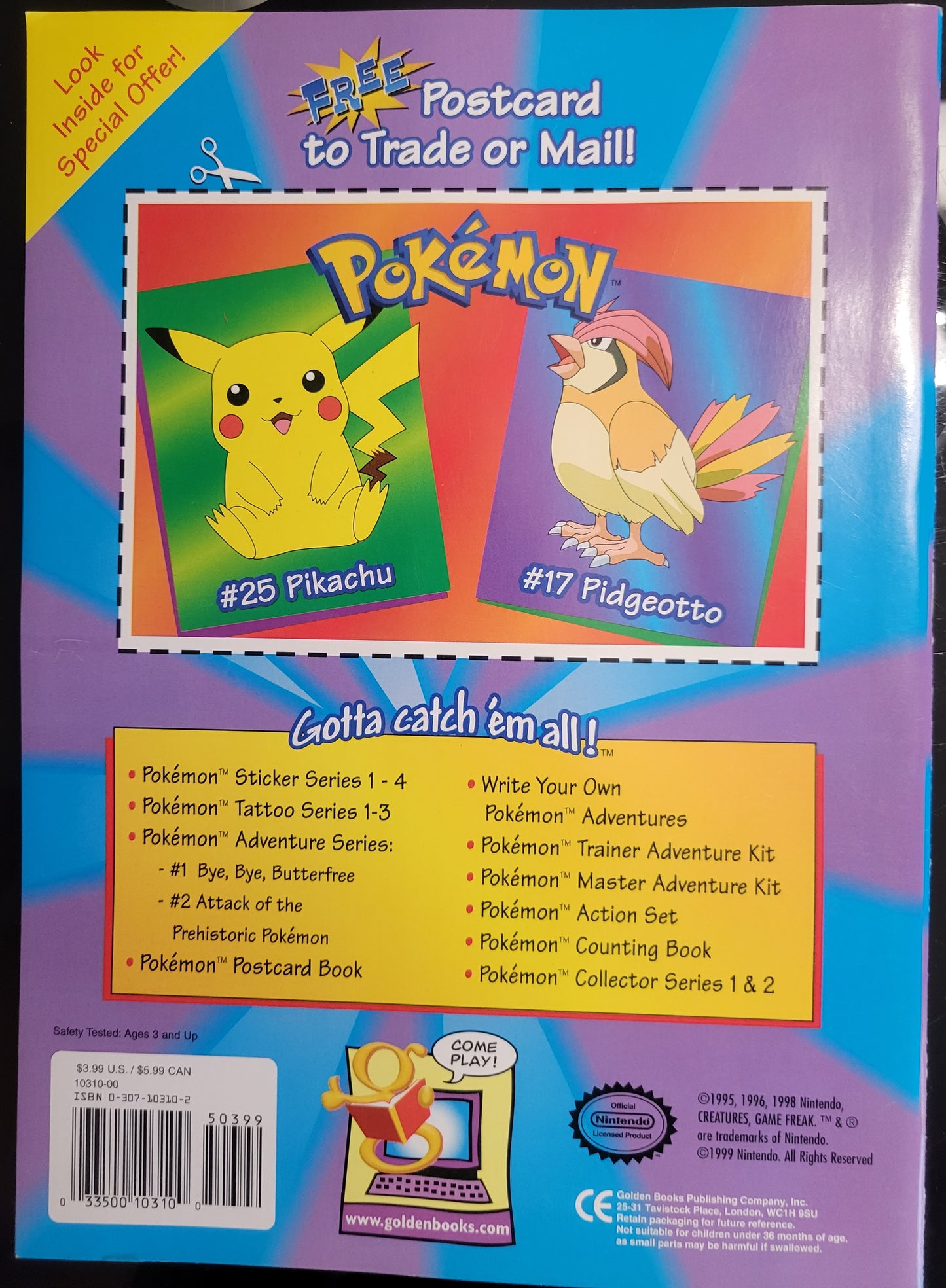 HOLY GRAIL 1st Edition Pokémon Sticker Series # 1!!! *STICKERS NOT IN TACT* Orignal Golden Books Collector's Chapter Book All Ages Pre-Owned