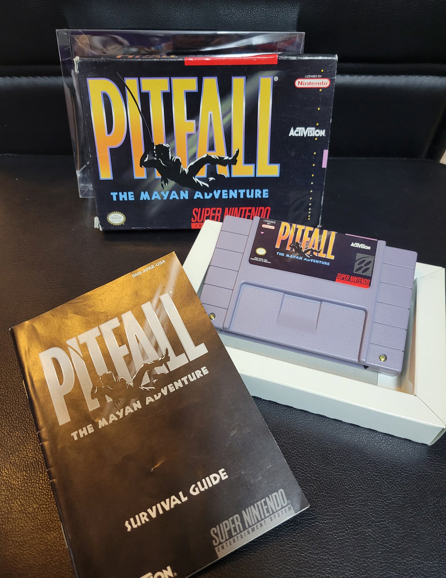 PITFALL: The Mayan Adventure (SNES) - Super Nintendo Ent. 1993 IMMACULATE Condition + PLASTIC Protector - (CIB)