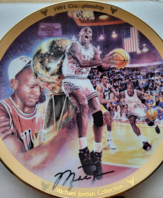 95 MICHAEL JORDAN Limited Edition Signed CHAMPIONSHIP Plate COMPLETE IN BOX + 🏀