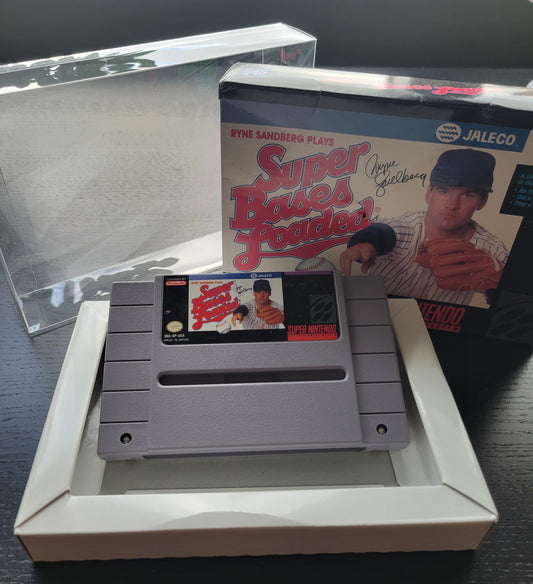 SUPER BASES LOADED CWB Complete With Box - SNES - Super Nintendo Ent. System NTSC Cartridge + Plastic Protector