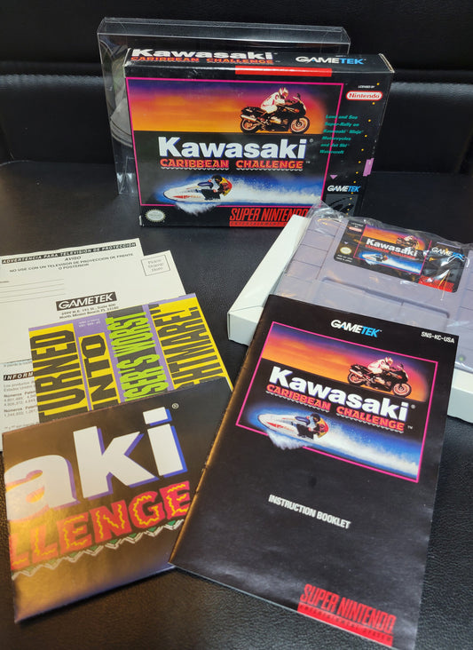 Kawasaki: Caribbean Challenge (SNES) - Super Nintendo Ent. 1993 IMMACULATE Condition FACTORY PLASTIC - (CIB)