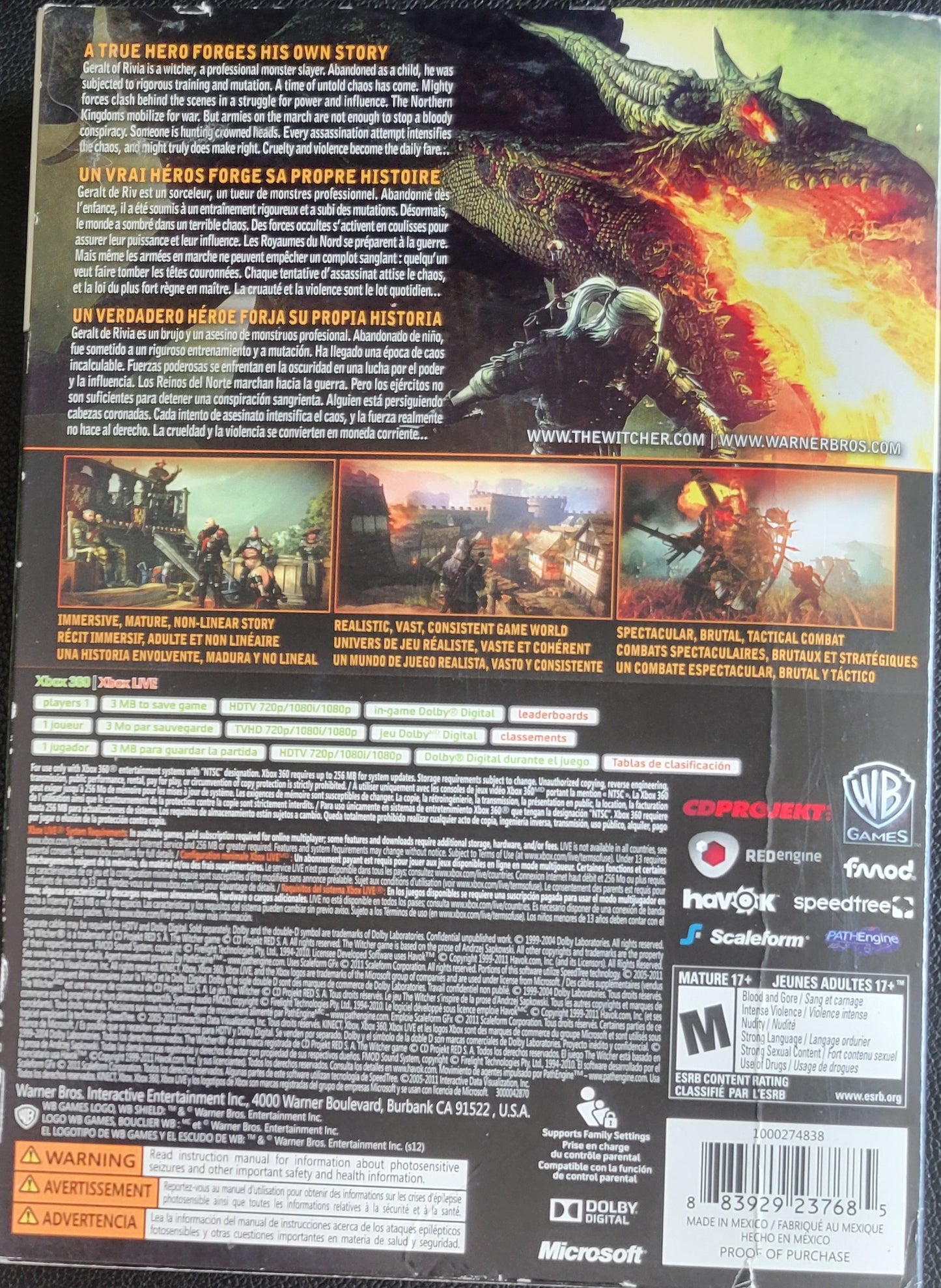 The Witcher 2: Assassin's Of Kings Enhanced Edition - (CIB) - Microsoft XBOX 360 - Pre-Owned Like New CLEAN DISC