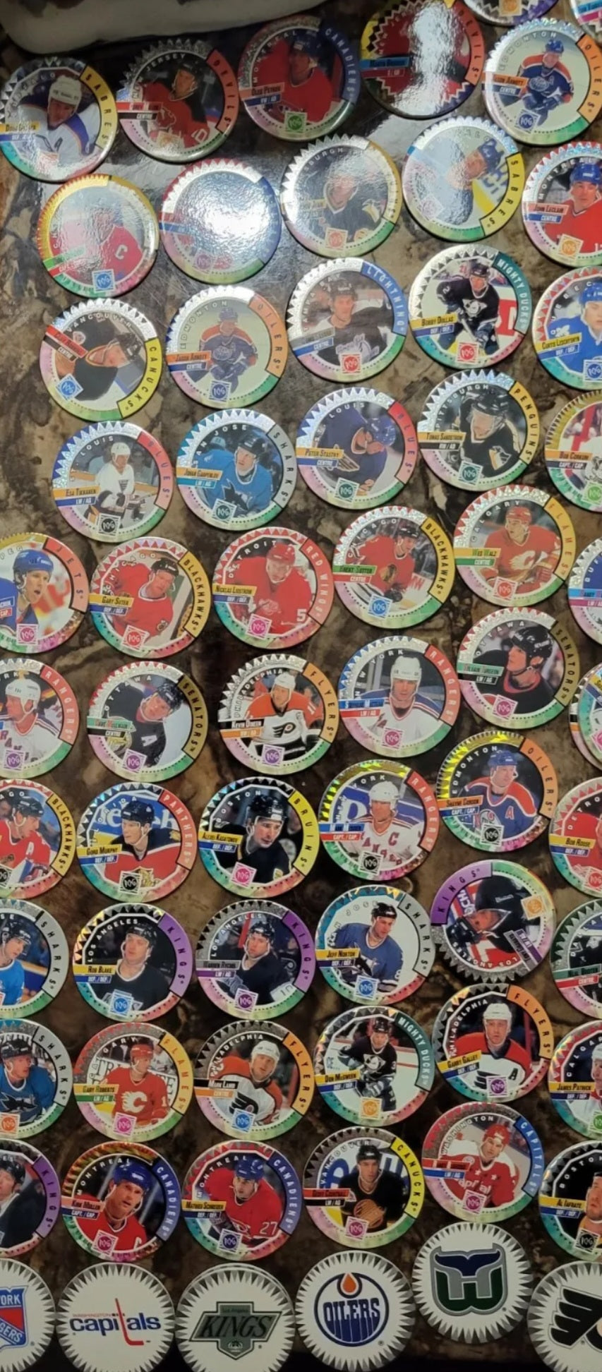 1994 1st EDITION Milk Cap NHL HOLOGRAPHIC Pogs Lot 300+ Rare Names Goalies & MORE