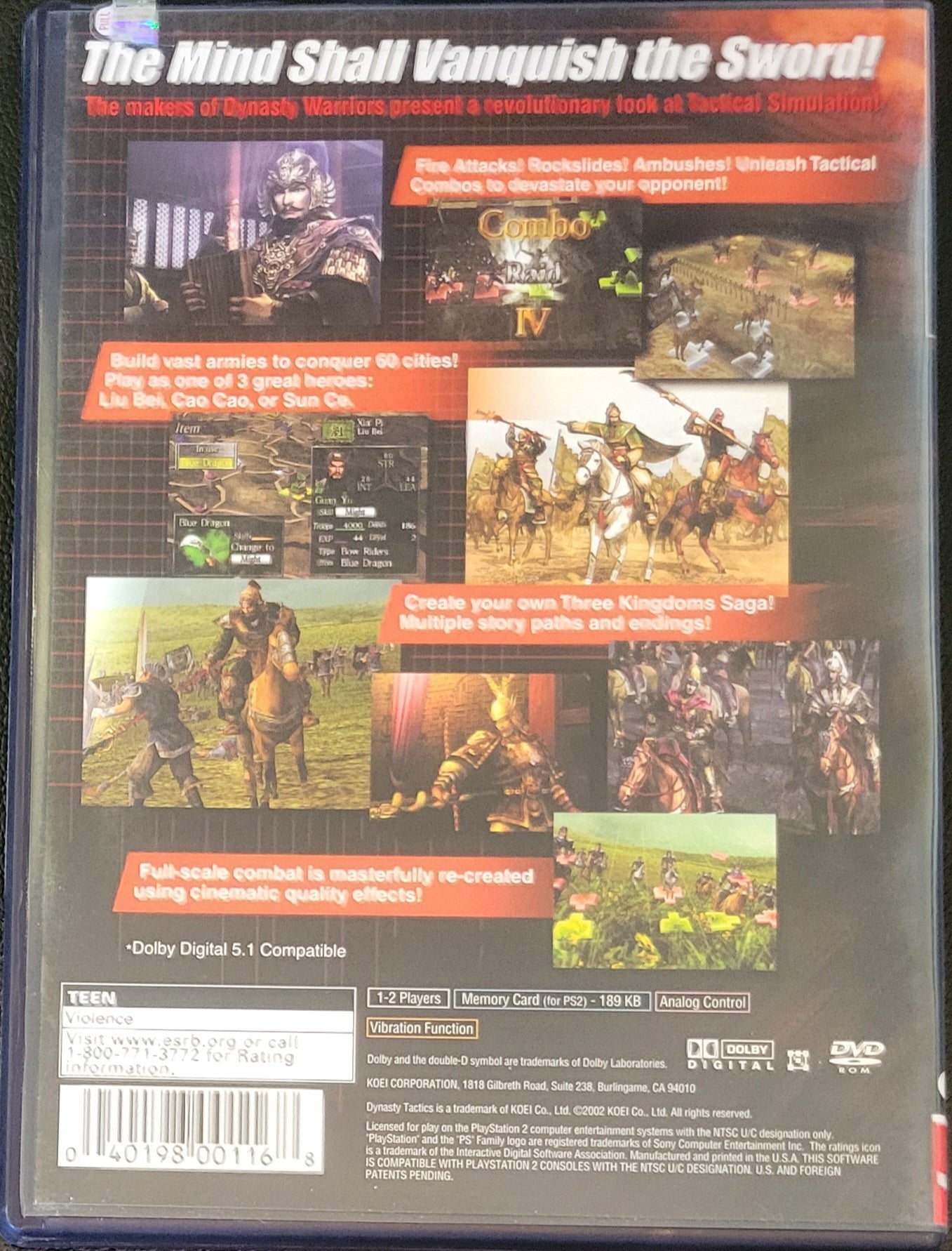 Dynasty Tactics - Sony PlayStation 2 PS2 Pre-Owned Tested & Working Great Shape!