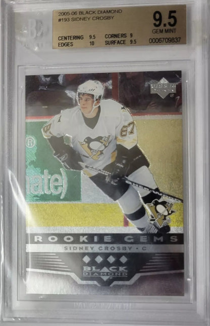 2005 06' Sidney Crosby GEM MINT ROOKIE Upper Deck Black Diamond  Bgs 9.5 Rc 193