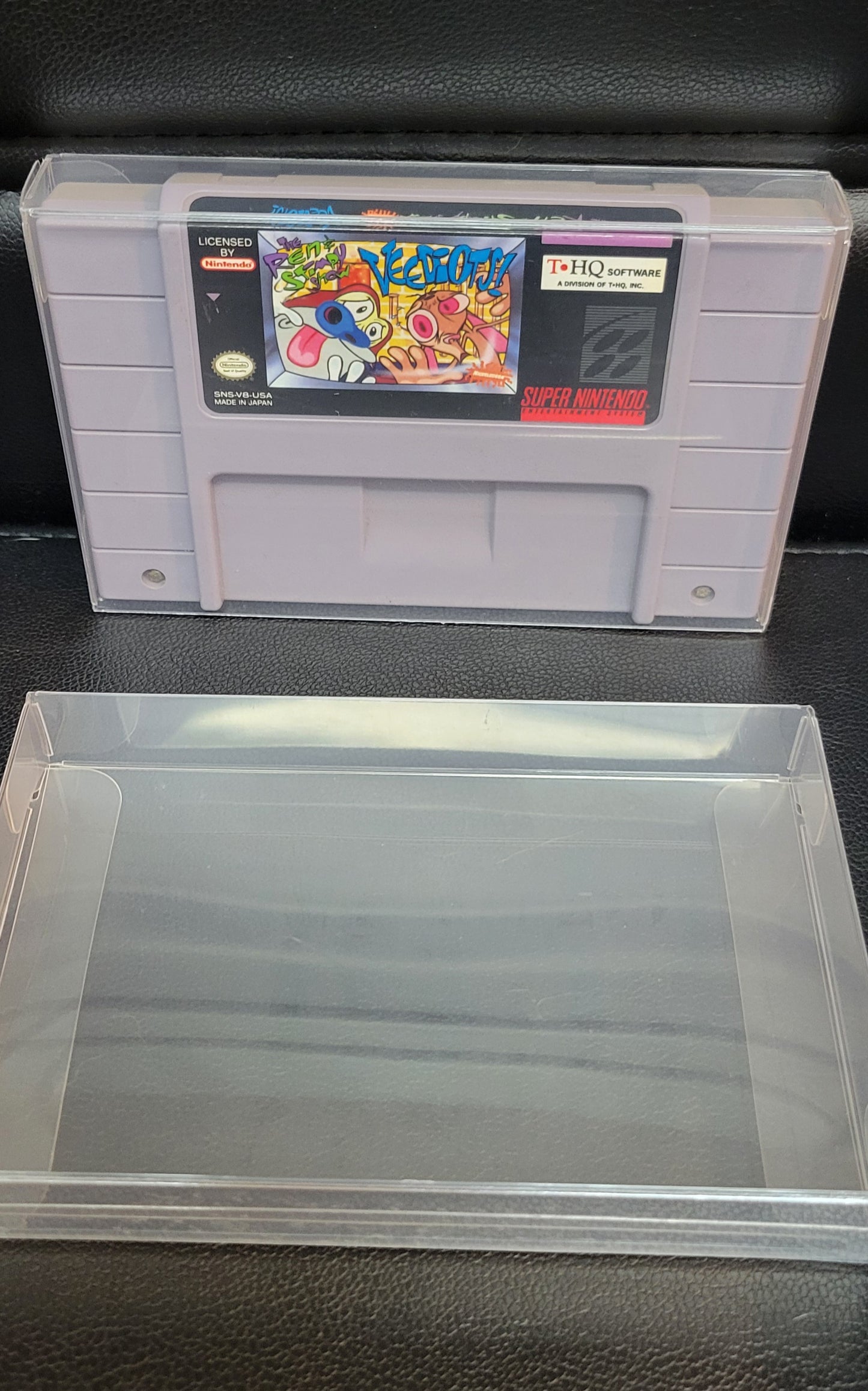 Authentic 1993 Ren & Stimpy Show VEEDIOTS SNES Cartridge (Super Nintendo Entertainment System) Classic Arcade Game Great Original Condition