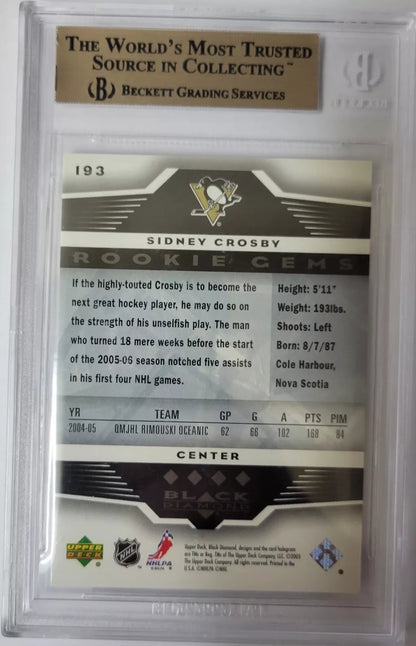 2005 06' Sidney Crosby GEM MINT ROOKIE Upper Deck Black Diamond  Bgs 9.5 Rc 193