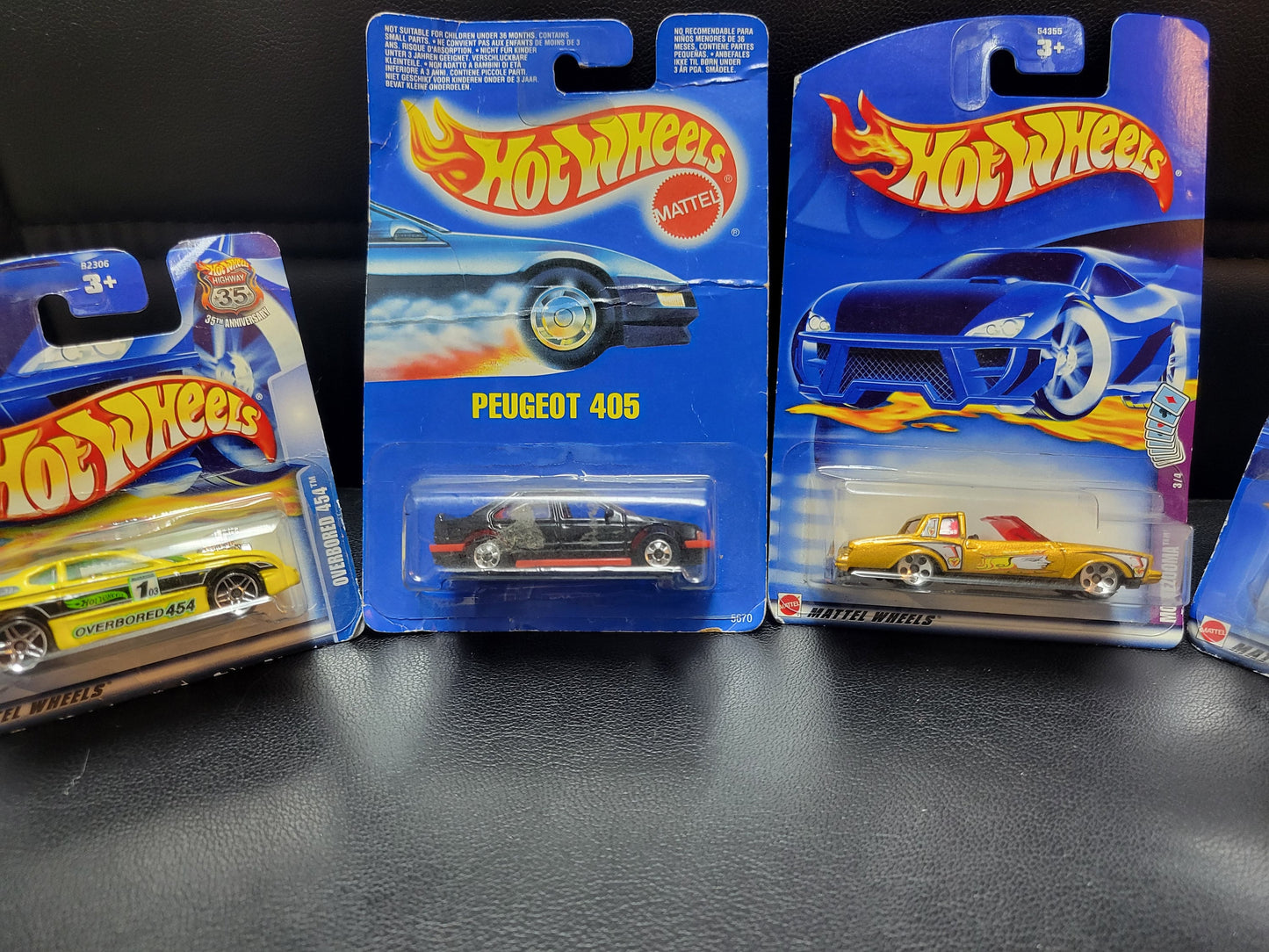 4 1:64 VINTAGE 1990 HOTWHEELS Alert! Sealed Diecast Cars Miniature Race Peugeot 405 33 Years Old / Montezuma 3 Of 4 / Overboard 454 / Drag