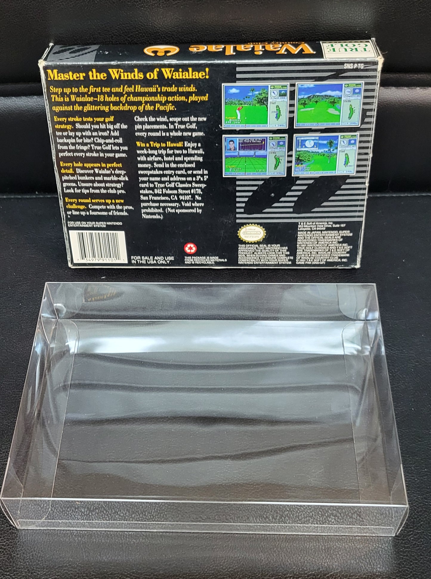 WAIALAE Golf CIB Authentic - SNES - Super Nintendo Ent. System 1992 NTSC/PAL Cartridge+ Plastic Protector