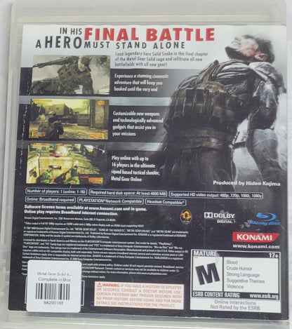 RARE Metal Gear Solid 4 Special Edition – Limited Package CIB | PS3 Slim Console + 1 Controller + Hookups | Factory Inserts | Matching Serials | Excellent Condition