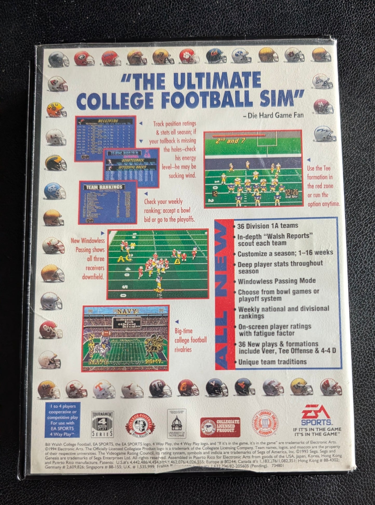 Bill Walsh College Football '95 - Boxed CIB (Sega Genesis) | 1994 | Sports / Football