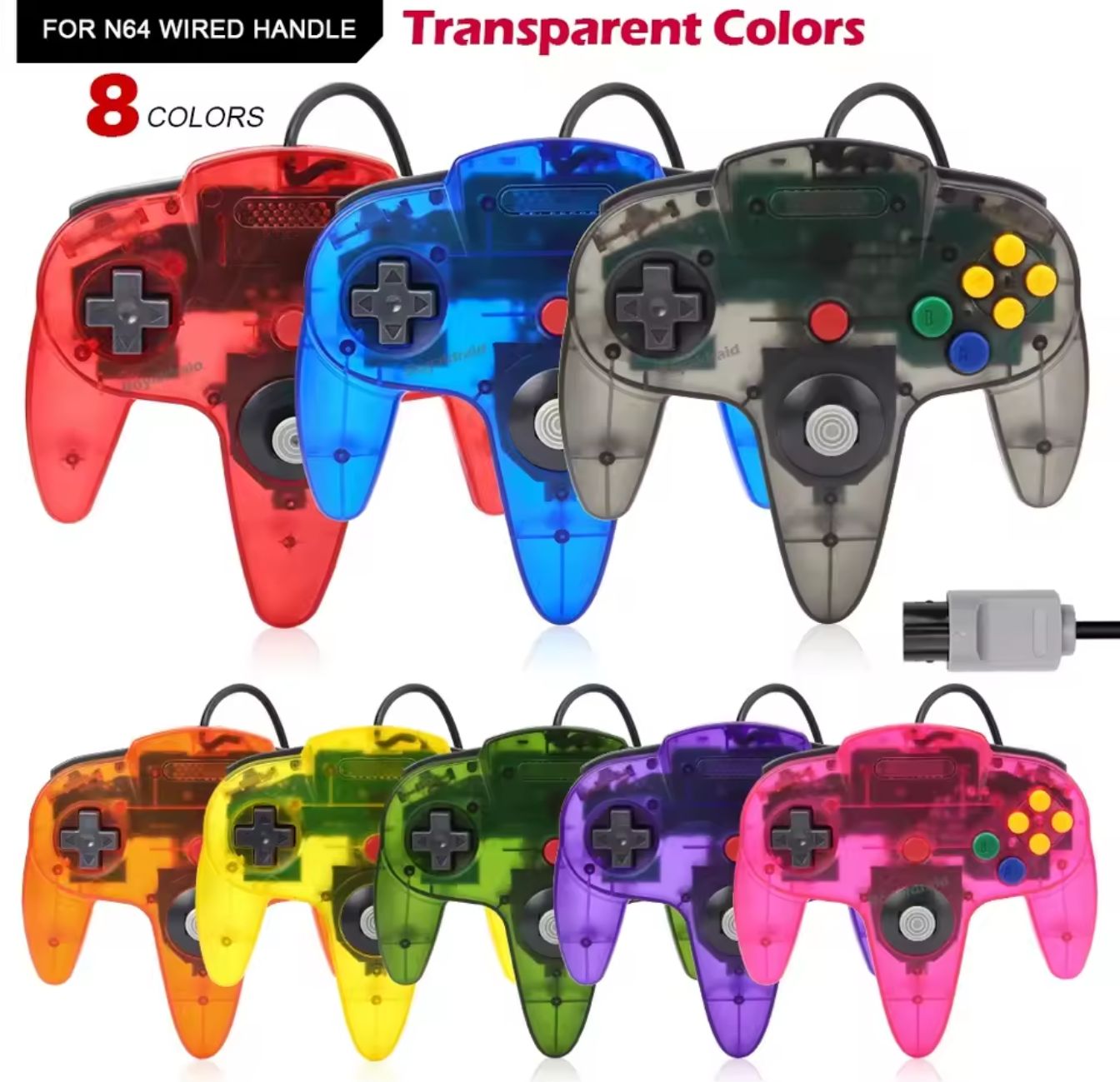 Nintendo 64 (N64) Wired Controller | Translucent Colors | Replacement Gamepad | Brand New