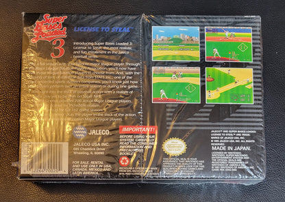 Super Bases Loaded 3: License to Steal (SNES) FACTORY PLASTIC (CIB) - Pristine Condition - NTSC Cartridge + Protector