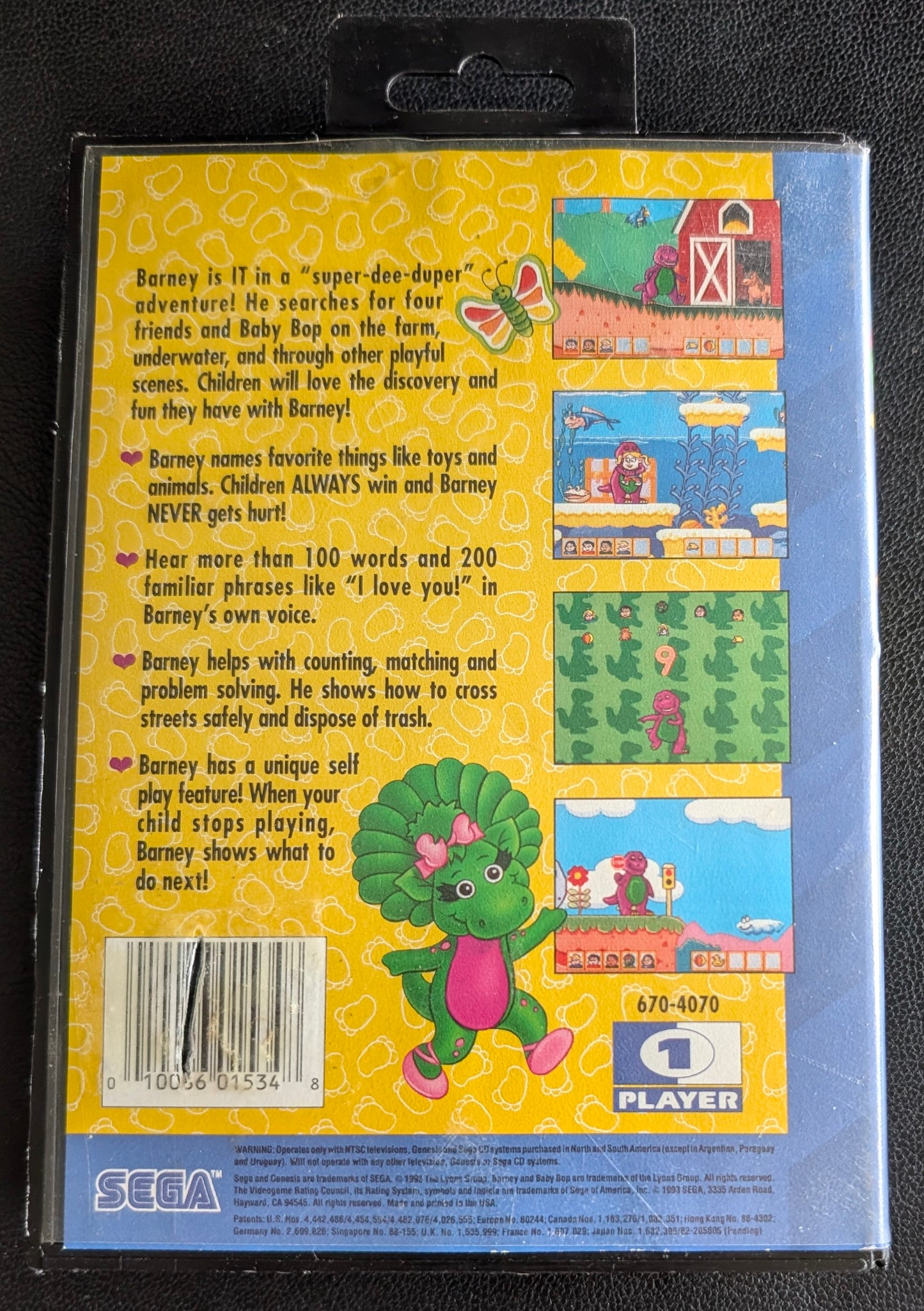 Barney's Hide & Seek Game - CIB (Sega Genesis) | 1993 | Action / Kids