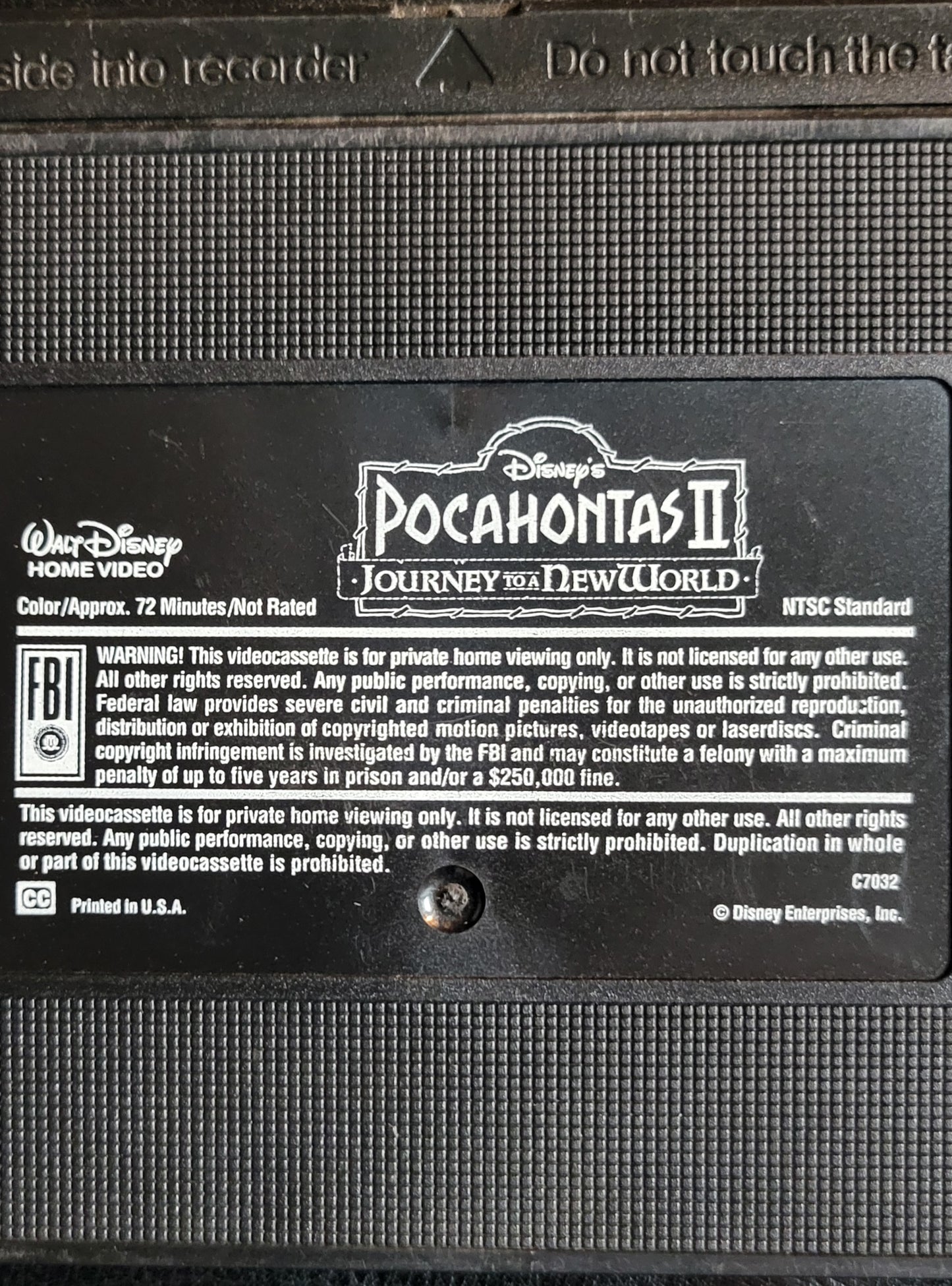 Walt Disney's Pocahontas 2 1990's VHS Tape Only