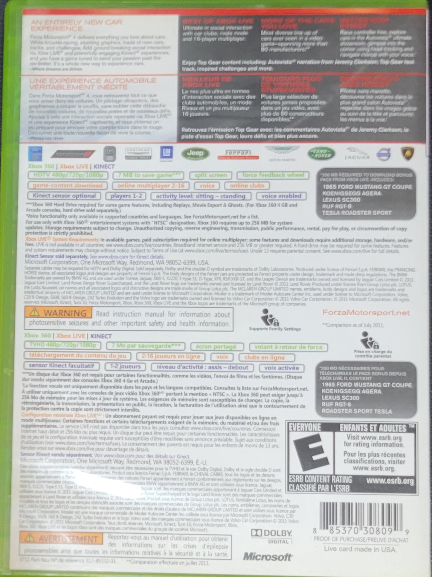 Forza 2, 3, 4, Motorsport - Microsoft XBOX 360 - Pre-Owned Great Shape Tested & Working