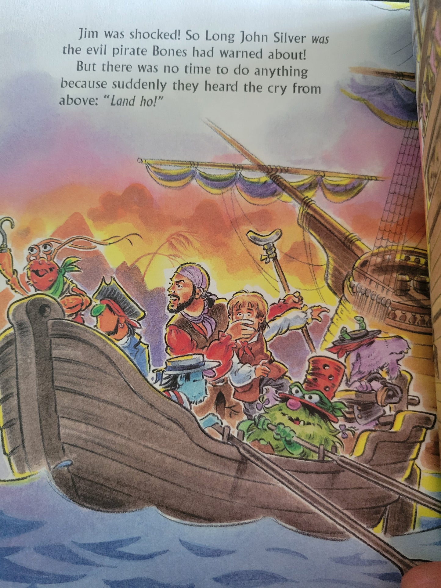 Vintage Little Golden Book: ORIGINAL 1990's MUPPET TREASURE ISLAND Children's Picture book Like New!