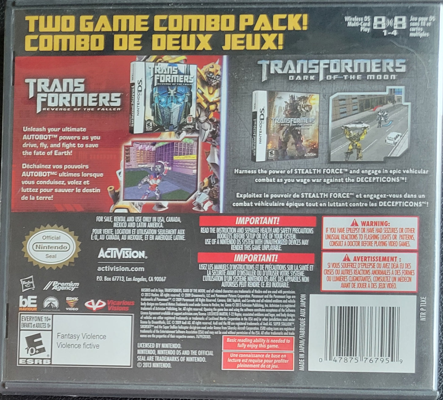 🤖 Transformers: Ultimate Autobots Edition (2 Games in 1) – Nintendo DS – Re-Sealed – Cartridge Only Tested & Working