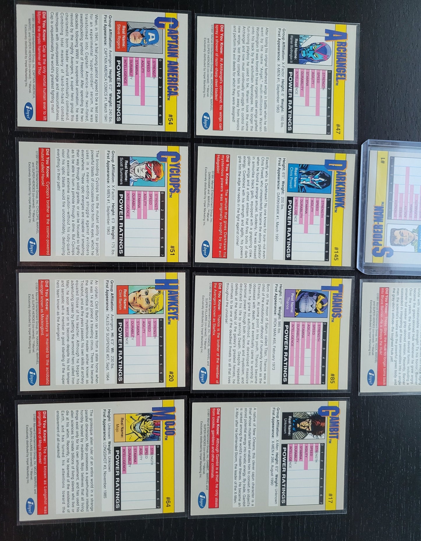 Impel Marvel Cards 1991 One Rare Set Spiderman HULK Absolutely Mint Condition Worth Grading AUTHENTIC 10 Cards