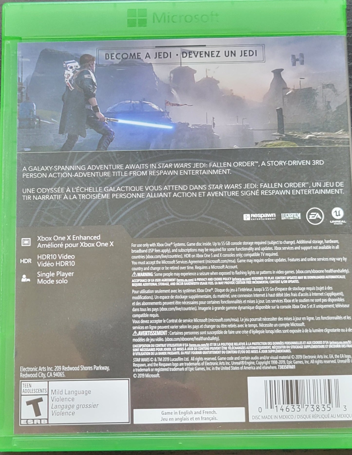 Starwars Jedi: Fallen Order - Microsoft Xbox One 2018 Capcom - CIB Great Shape!