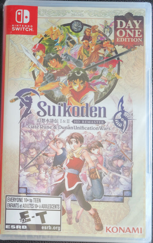 Suikoden I & II HD Remaster + Gate Rune & Dunan: Unification Wars *Day One Edition* – Factory Sealed – Nintendo Switch (2019) + Plastic Protection Sleeve