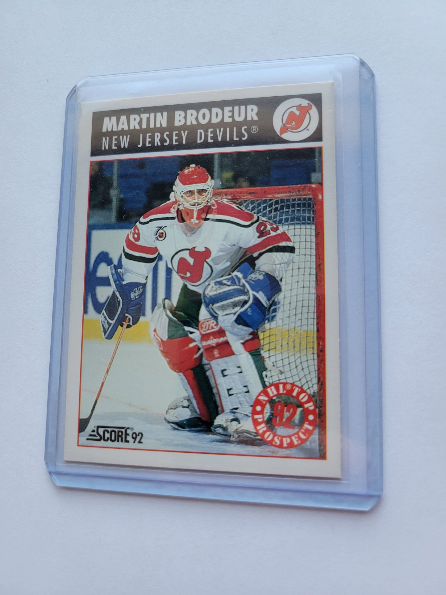 1992 Score MARTIN BRODEUR Rookie NHL Top Prospect Goalie # 480 Great Shape Smoke Free / Pet Free Home Soft + Top Loader Protection Included