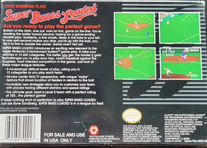 SUPER BASES LOADED CWB Complete With Box - SNES - Super Nintendo Ent. System NTSC Cartridge + Plastic Protector