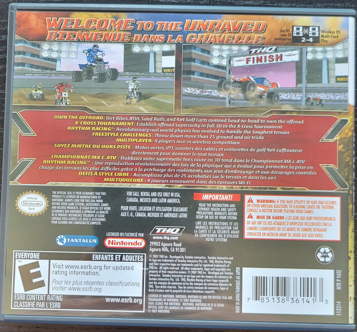 MX Vs. ATV: Untamed  - Nintendo DS - Handheld Console NTSC Cartridge Only Tested & Working