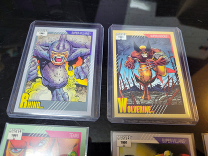 2ND EDITION Marvel Cards 1991 One & Only Extremely Rare Set Rhino + Wolverine Absolutely Mint Condition Worth Grading AUTHENTIC 10 Card Set