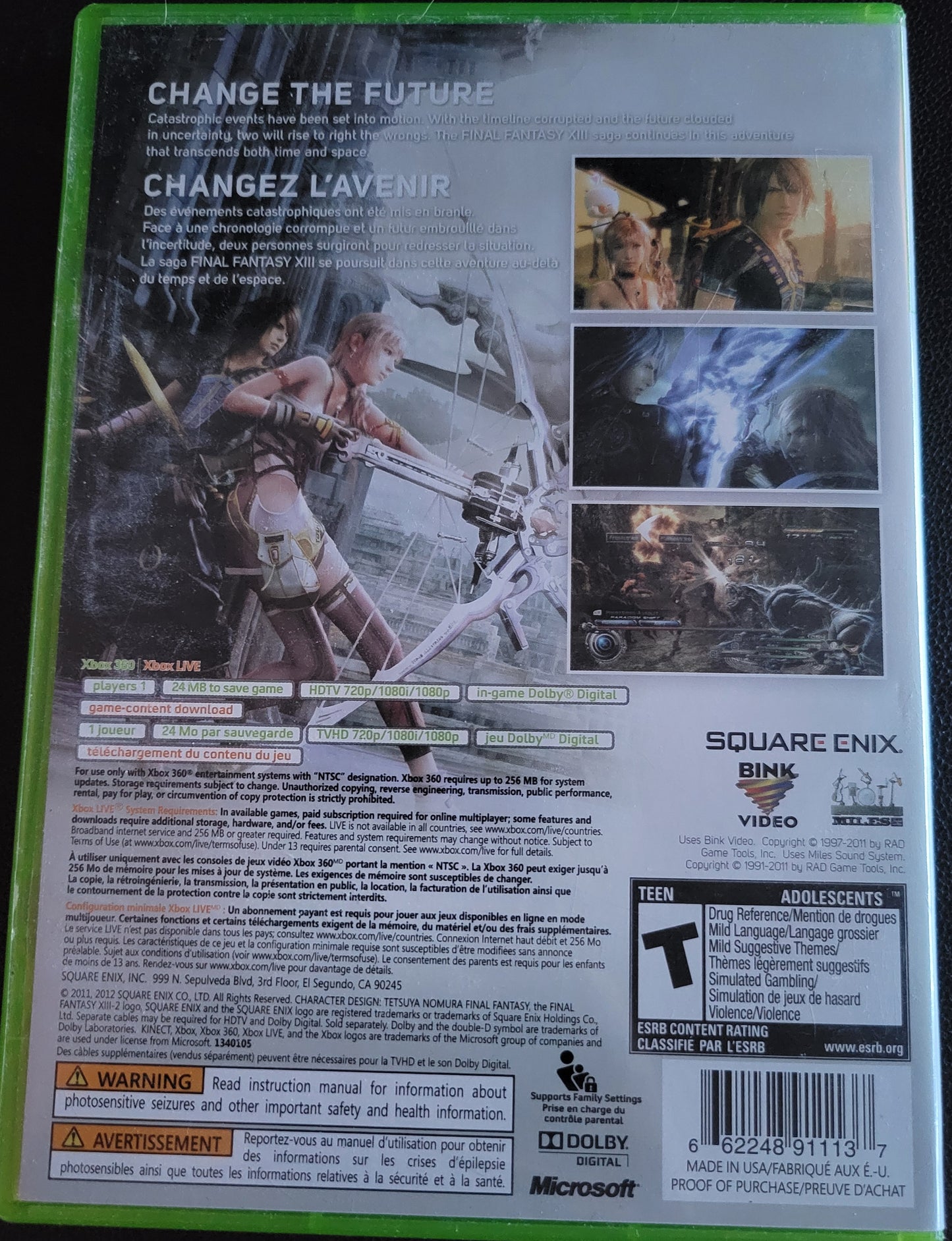 Final Fantasy XIII-2 - Microsoft XBOX 360 - CIB MINT Pre-Owned Great Shape Tested & Working