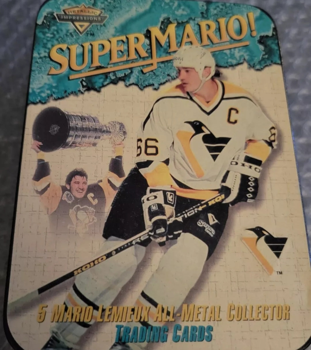 Super Mario Lemieux Metallic Trading Card COMPLETE Set Of 5 1996-97 SEALED