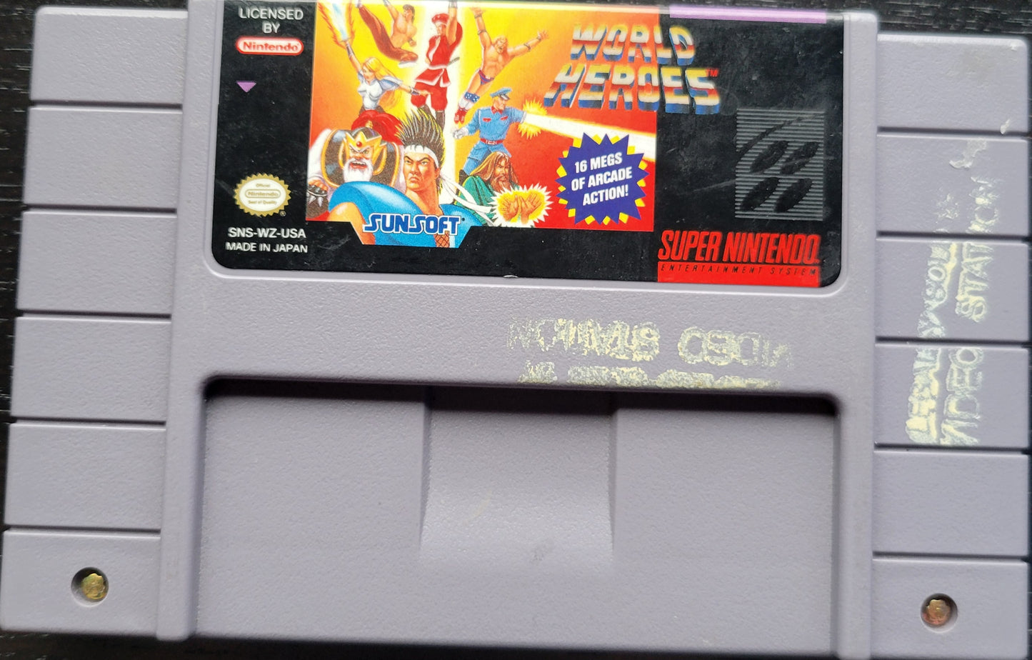 WORLD HEROES - Authentic SNES - 199 Super Nintendo Ent. System NTSC Cartridge + Protector