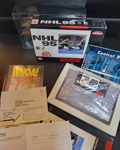 NHL 95' (SNES) - Super Nintendo Ent. IMMACULATE Condition - ORIGINAL RECEIPT! FACTORY PLASTIC! (REAL CIB)