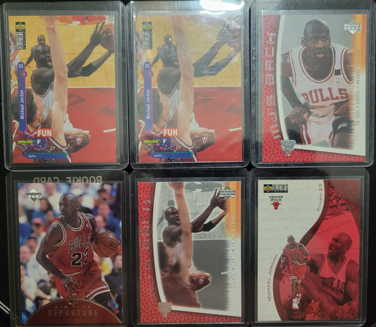 VINTAGE Lot Of 6 MICHAEL JORDAN Upper Basketball Cards Great Shape Protected Since New Smoke Free Home NBA Basketball Card