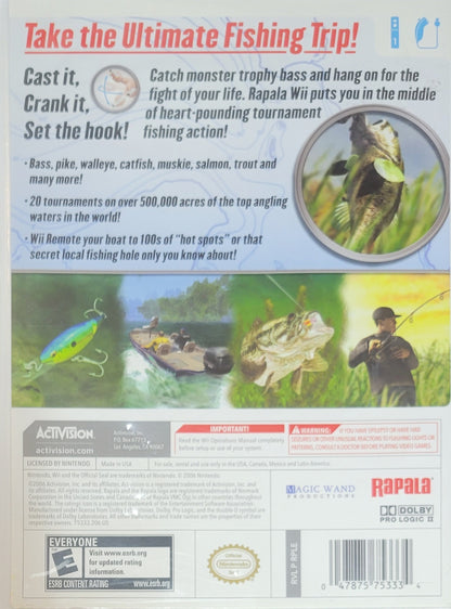 Rapala Tournament Fishing – Nintendo Wii – CIB – Re-Sealed – Clean Disc
