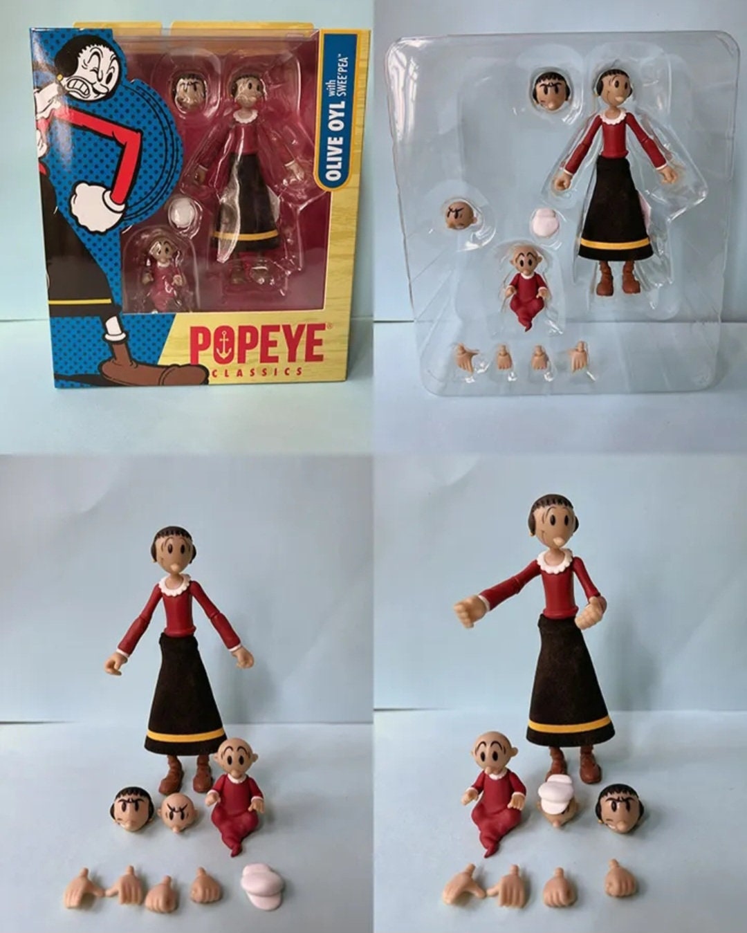 POPEYE Classics 1:12 Scale Action Figure Sealed Box Set Of 4 Olive Oyl Castor Oyl Bluto & Popeye! Age 8 + Adult Collectible Great Quality