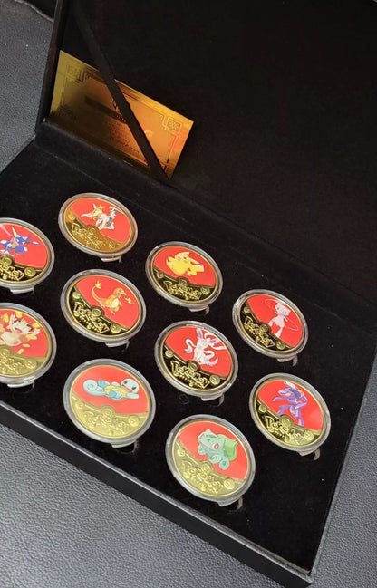 24k GP Pokémon Coin Set + Leather Box Encapsulated With Certificate 10 Coins