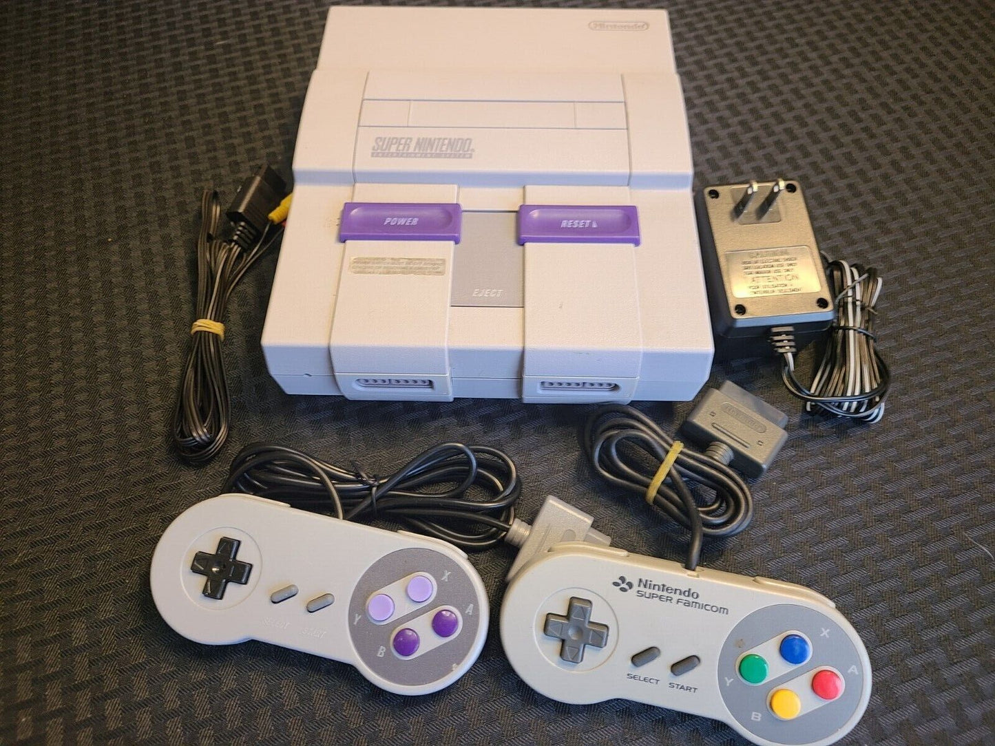 Authentic SNES (Super Nintendo Ent. System) Lot + 2 Controllers & Hook Up Cords - 4 Variants