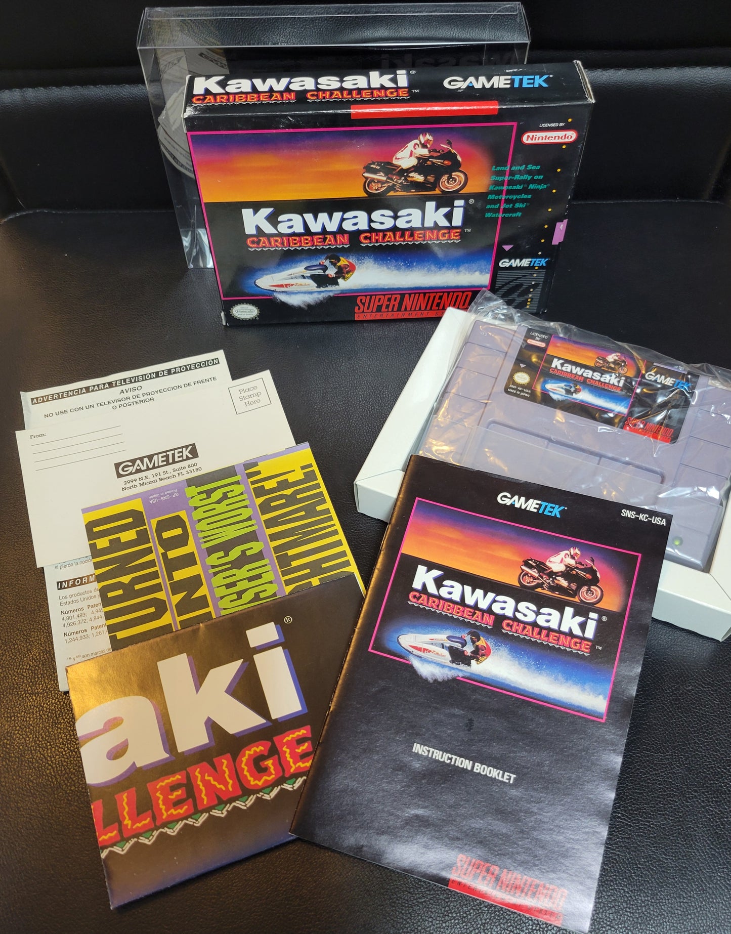 Kawasaki: Caribbean Challenge (SNES) - Super Nintendo Ent. 1993 IMMACULATE Condition FACTORY PLASTIC - (CIB)