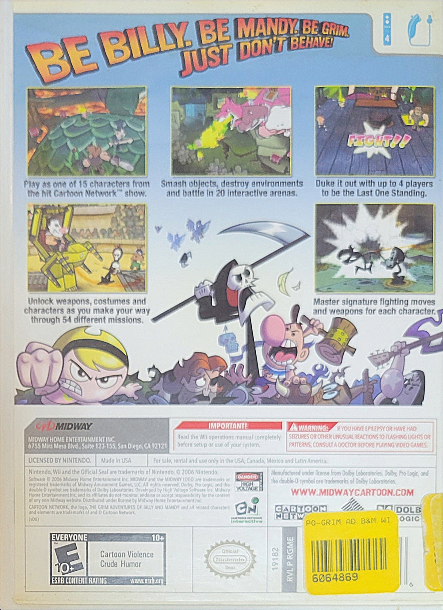 The Grim Adventures of Billy & Mandy – 2006 Nintendo Wii CIB Re-Sealed Like New