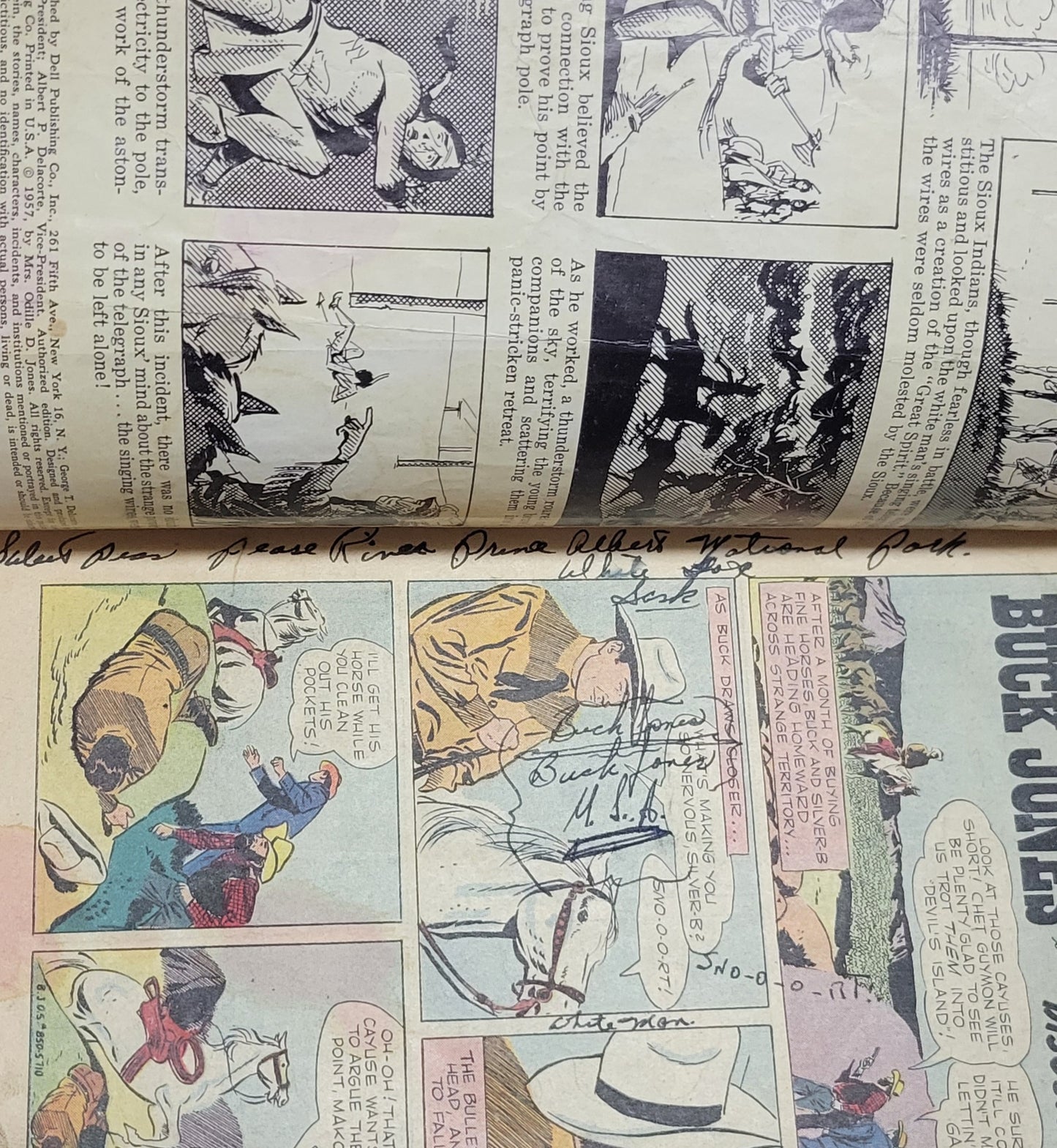 VERY RARE PIECE SIGNED + Message!!! Golden Era BUCK JONES Classic Western Comic Book Pre - Owned Condition Smoke Free Home