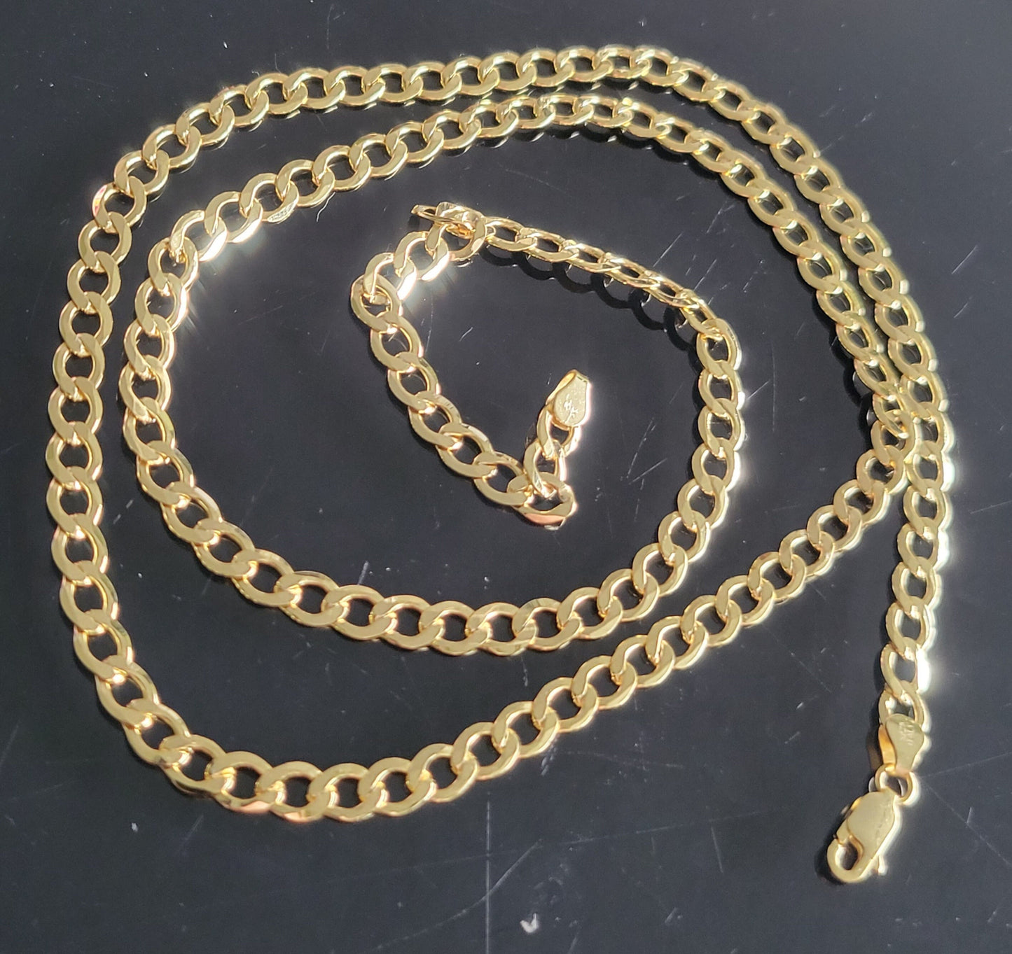 24 Inch 3.5MM 18K Gold Electroplated 925 - Cuban Link - SOLID Sterling Silver Finest Quality Italian Made Precious Metal Lowest Price!!!!