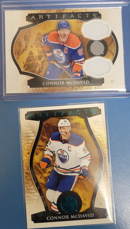 2023 - 24 CONNOR MCDAVID  #'d 133/149 UD Upper Deck Artifacts 101 DUAL PATCH INSERT MINT