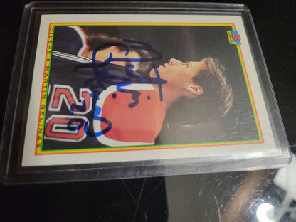 SIGNED MARTIN GELINAS 1990 Edmonton Oilers Stanley Cup Champion BOWMAN NHL Hockey Card Great Shape Soft + Top Loader Since New Smoke Pet Free Home Great Collector's