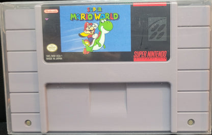 Authentic Super Mario World - SNES - (Super Nintendo Ent. System 1994) Cartridge + Protector + Manual!