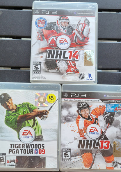 SPORTS BUNDLE Lot Of 3 NHL 13' 14' PGA 09 - Sony PlayStation 3 PS3 Pre-Owned Great Shape Tested & Working