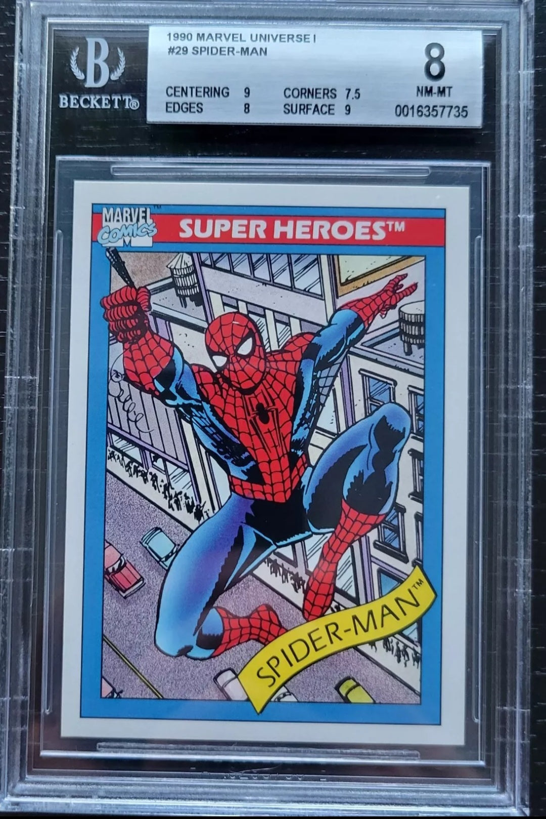 SPIDERMAN 1st Edition Marvel Card BGS NM 8 LOW POP #29 Extremely Rare Piece 🕸🕷